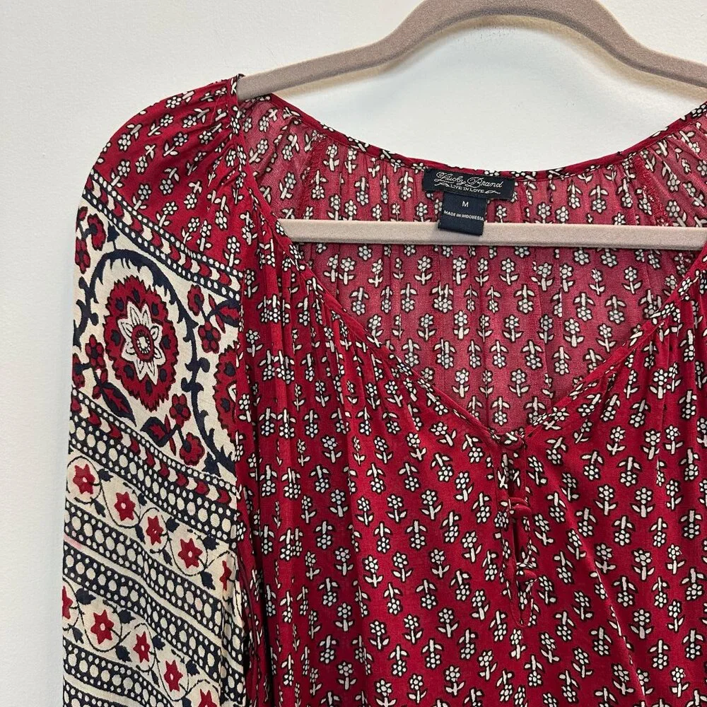 Lucky Brand Red Floral Petaluma Peasant Blouse - Picture 2 of 14